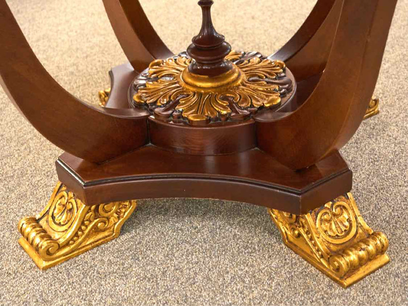 Round Inlaid Mahogany Regency Style Dining Table