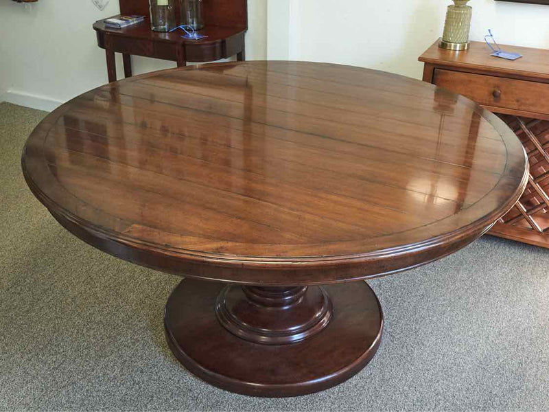 Kravet Round Chestnut Finish Plank Top Dining Table