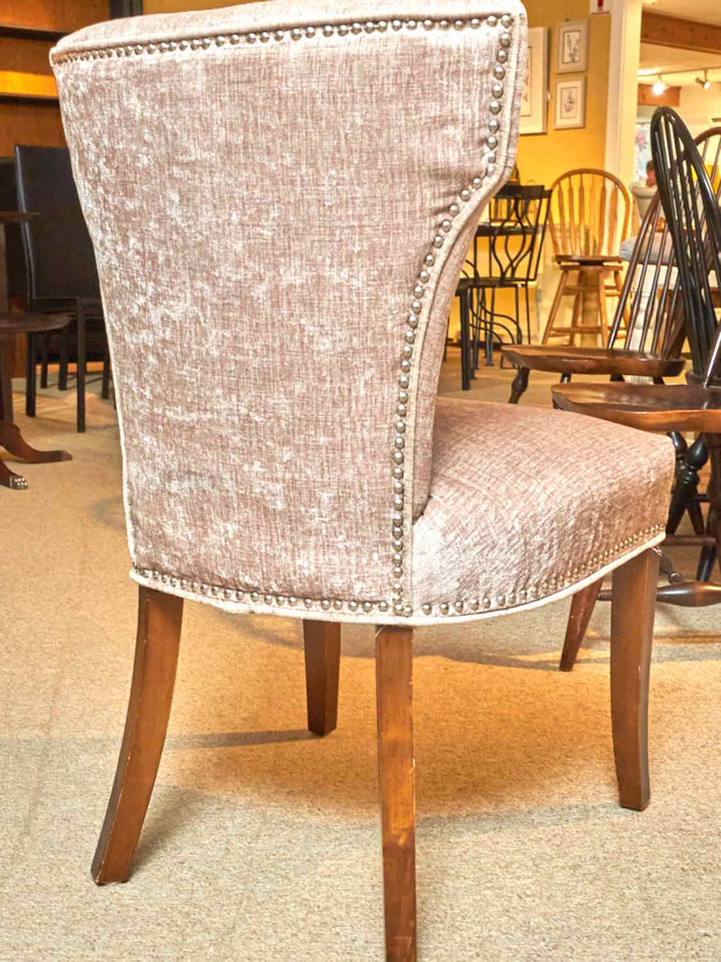 Set Of 4  Transitional Dining Chairs In 'Latte Taupe Upholstery W/ Nailhead Trim