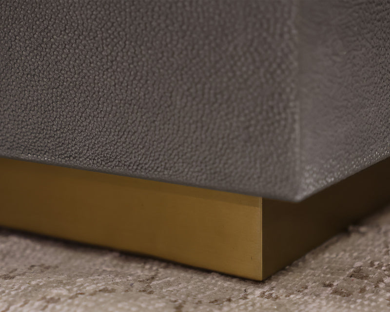 RH Graydon Plinth Cocktail Table in Grey Shagreen on Brushed Brass Base