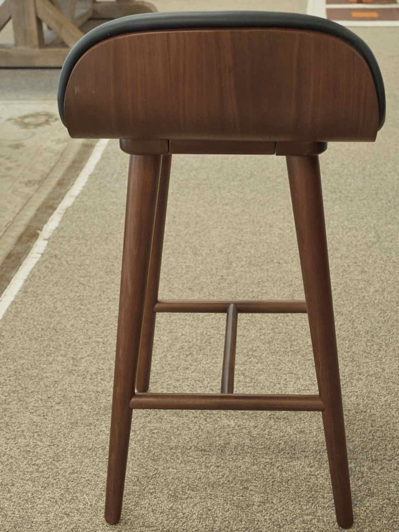 Set of Three 'Sede' Counter Stools in Black Leather