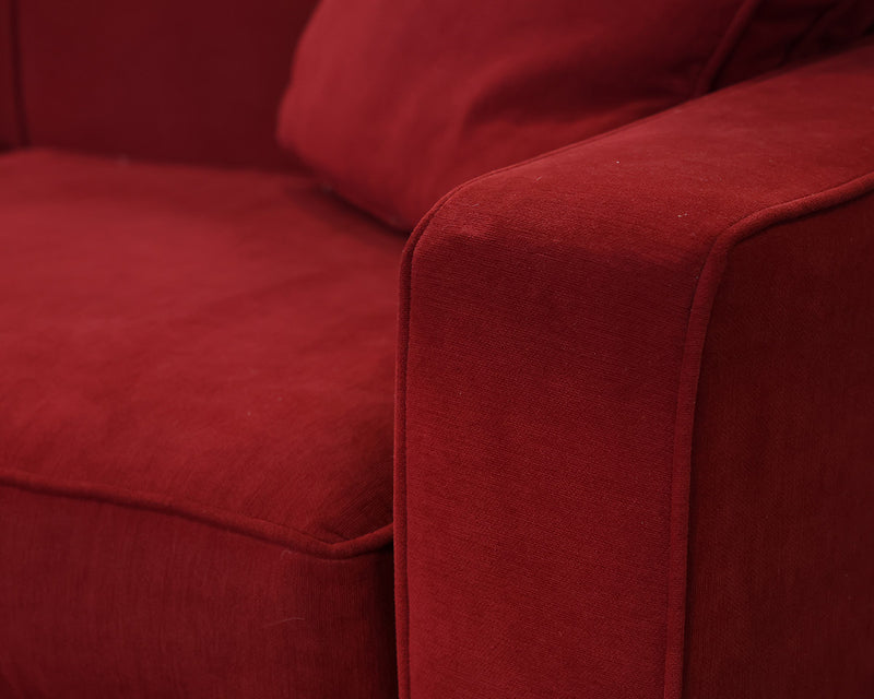 Full-size 2-Cushion Track Arm Sleeper in Cranberry Microfiber