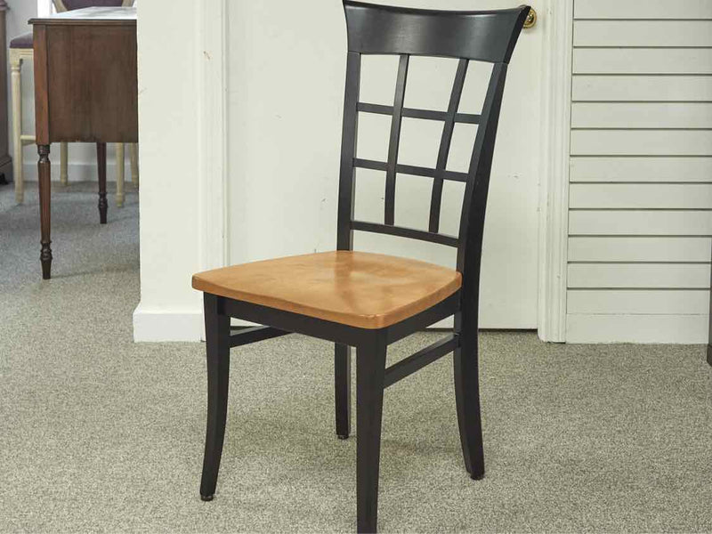 Black & Maple Round Dining Table With Set of Four Chairs