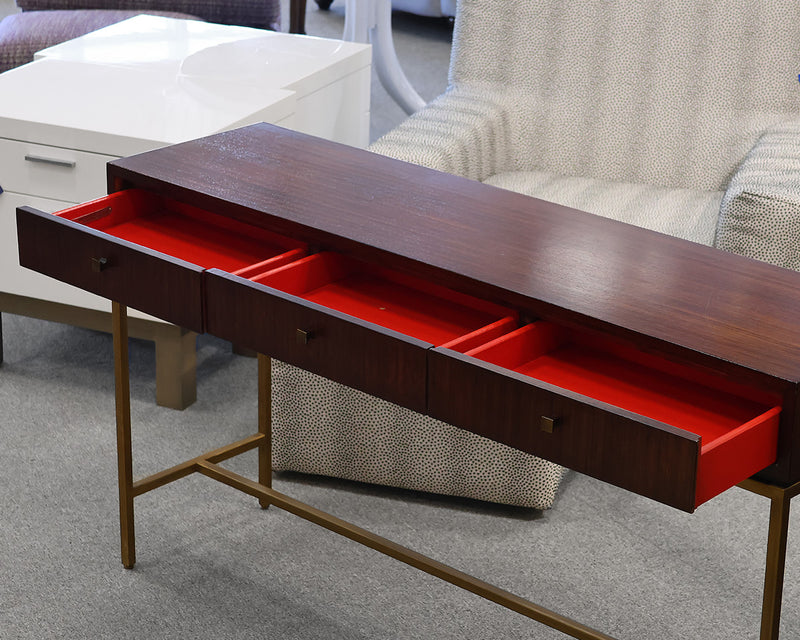 Mitchell Gold + Bob Williams Van Dyke Modern Wood Console on Brass Base