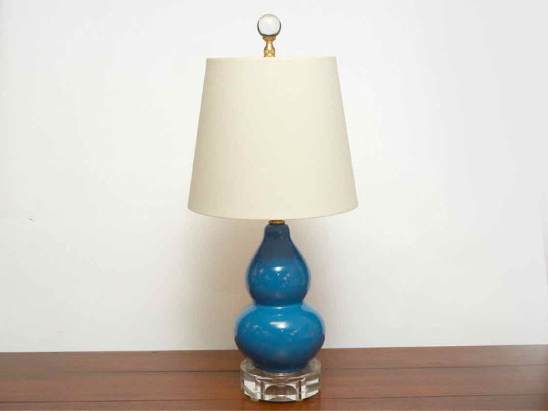 Klein Blue Gourd Table Lamp with Off White Drum Shade