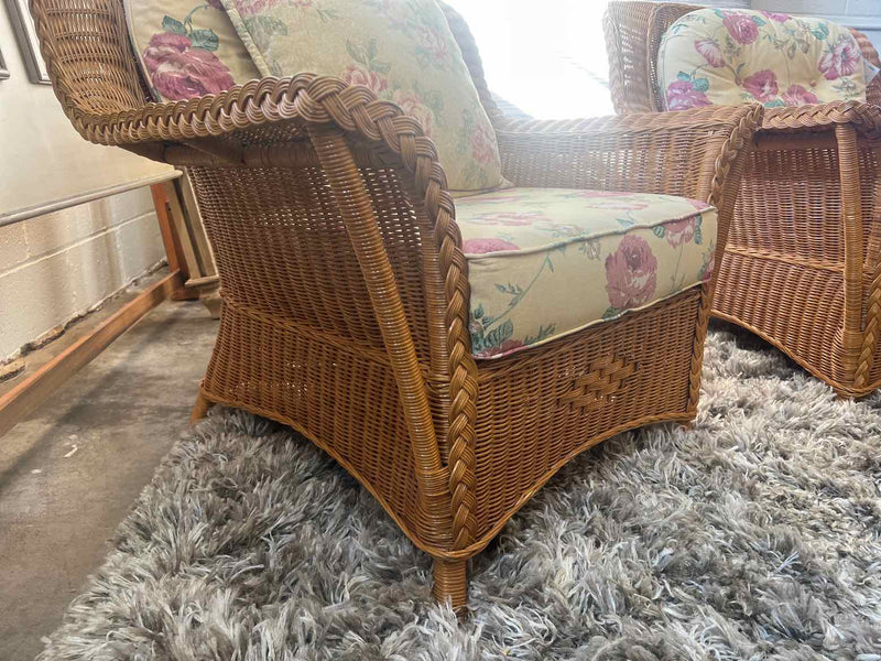 Pair of Henry Link Wicker Arm Chairs