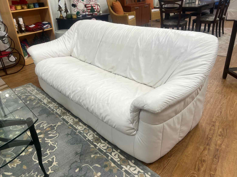 Natuzzi White Leather Sofa