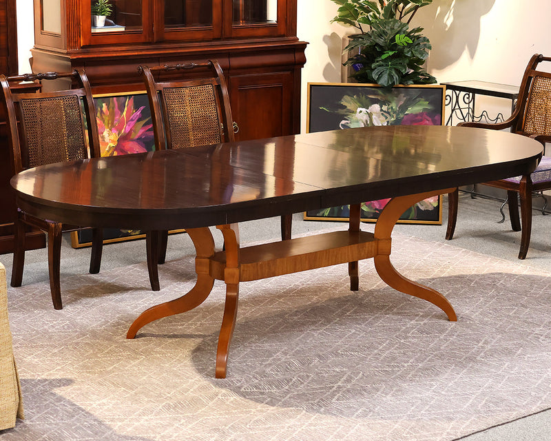 Mercer Espresso Finish  Dining Table with Light Walnut Base & Leaf