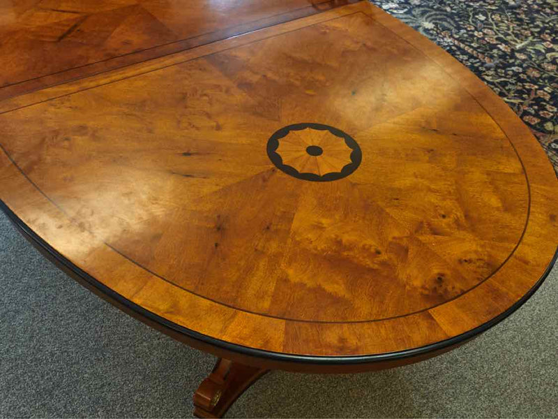 Neoclassic Double Pedestal Banded Mahogany Dining Table