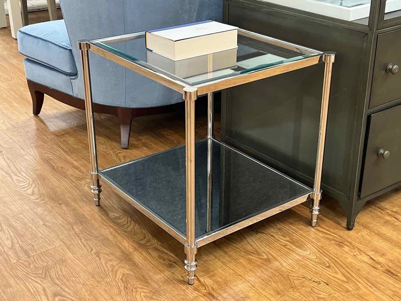 Frontgate Chrome and Glass Side Table