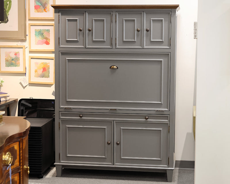 Arhaus Alderson Hideaway Desk in Grey with Natural Finish Trim