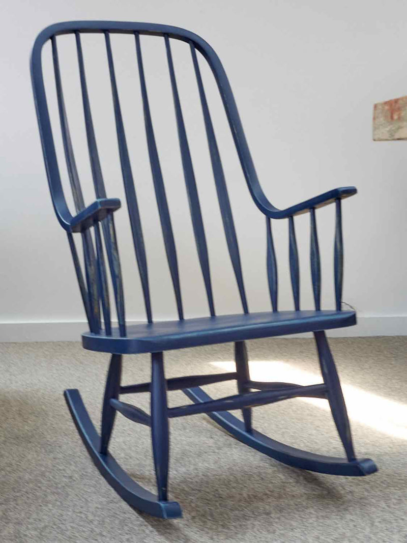 Rustic Navy Slat Back Rocker