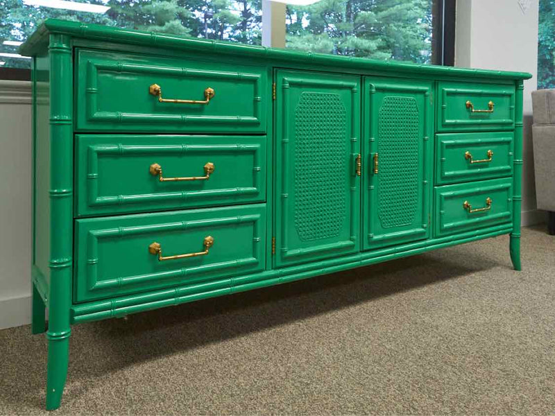 Faux Bamboo Dresser in Lime Green