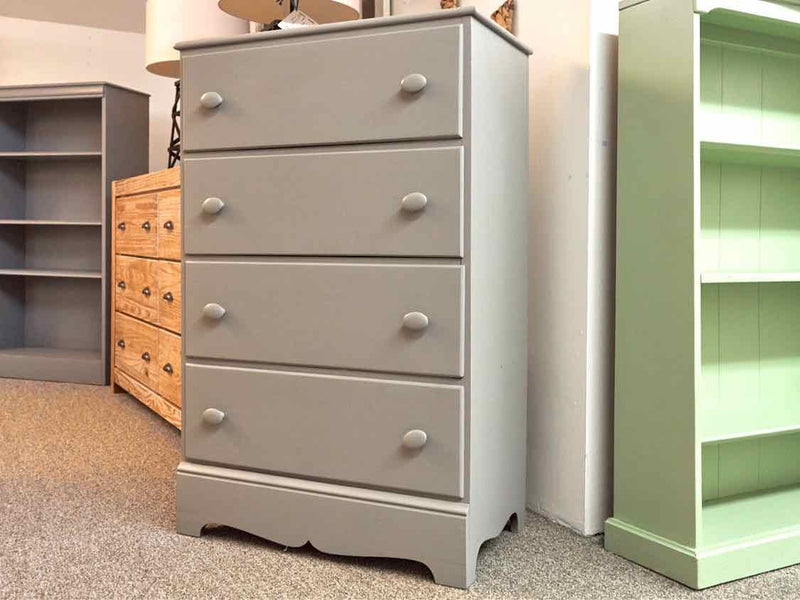 Grey Finish 4 Drawer Chest with Wood Knob