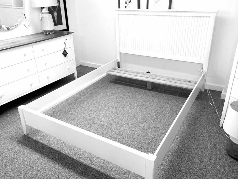 Queen Bed in White with Beadboard Panel