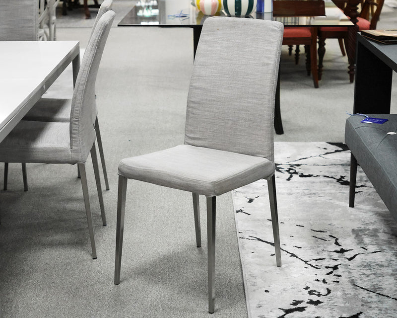 Set of 8 Bo Concept Adelaide Dining Chairs in Grey & Cream Woven Fabric