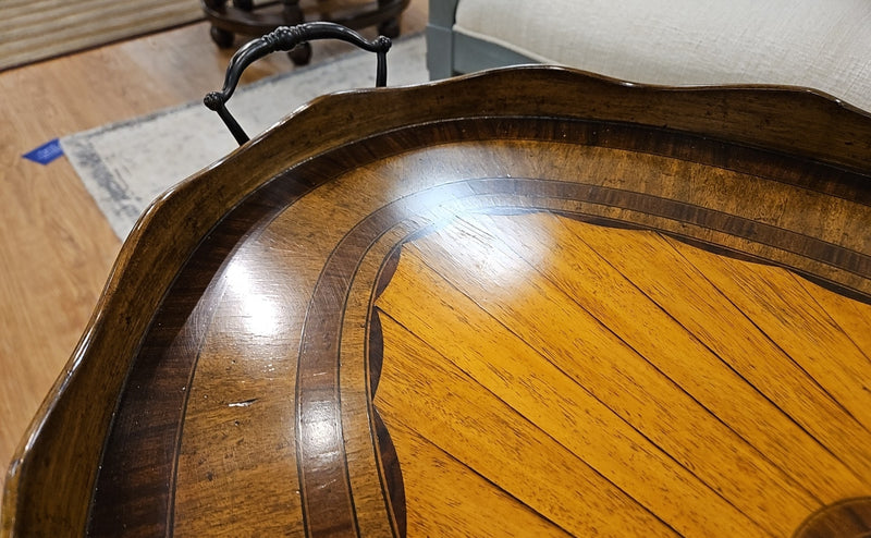 Oval Inlaid Walnut Cocktail Table