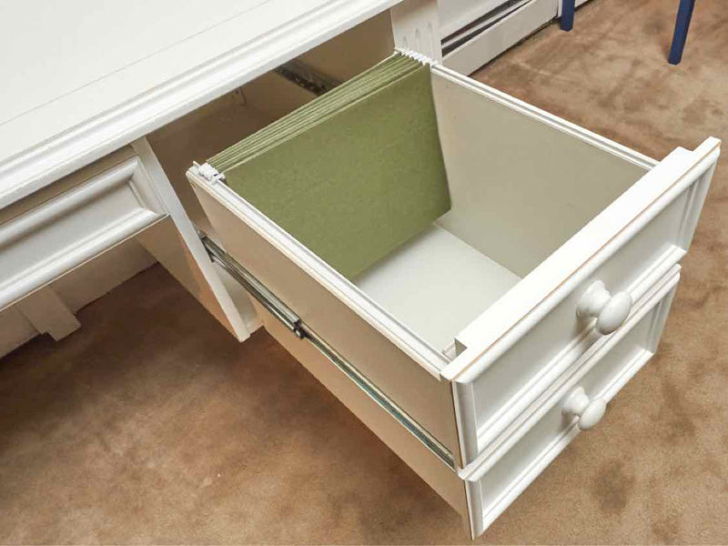 Ballard Design White 2 Drawer/1 File/Pull Down Surface  Desk & Hutch