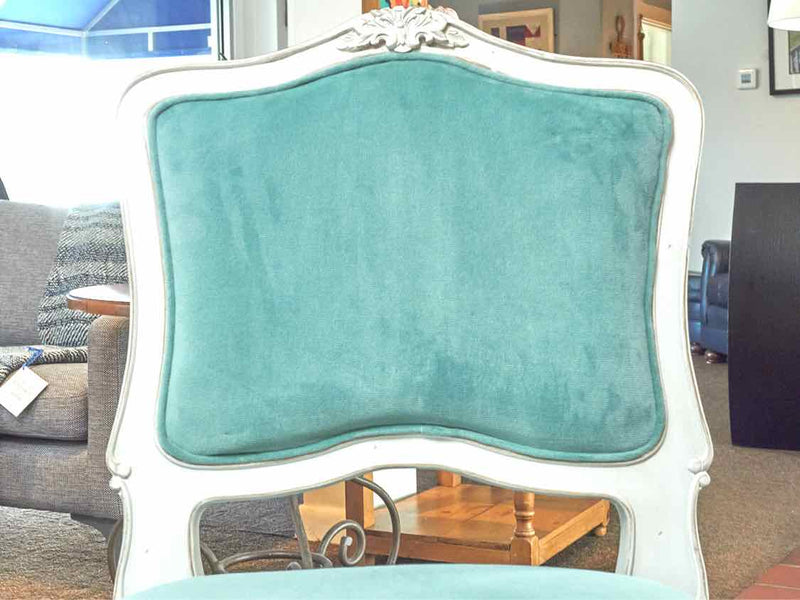 Pair Of Magnolia Home  French Inspired Chairs Aqua Performance Upholstered Seats