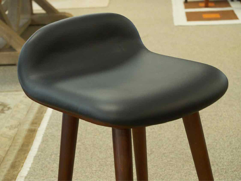 Set of Three 'Sede' Counter Stools in Black Leather