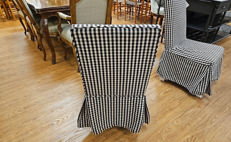 Pair of Gingham Slipper Side Chairs