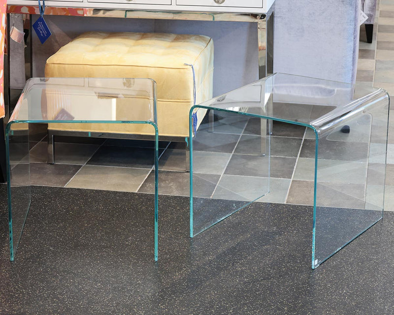 Pair of Waterfall Glass Side Tables