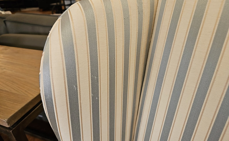 Pair of  Striped Queen Anne Wingback Chairs