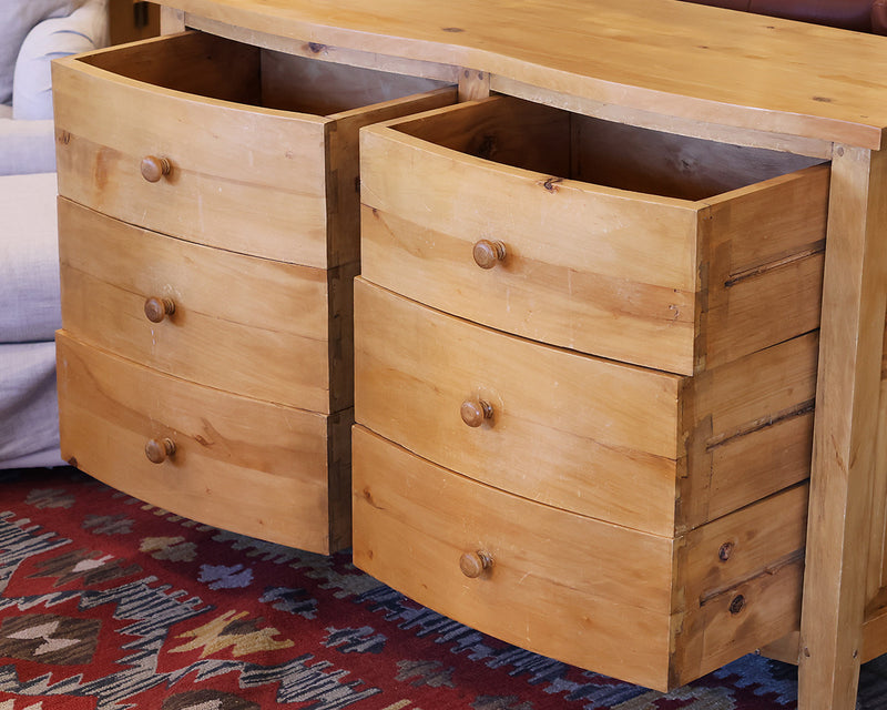 Double Dresser with 6 Drawers in Scrubbed Pine