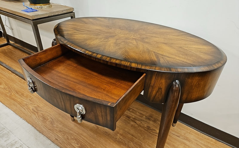 Oval Inlaid Walnut Accent Table