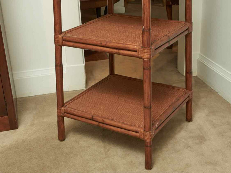 Ethan Allen Rattan 4 Shelf  Etagere