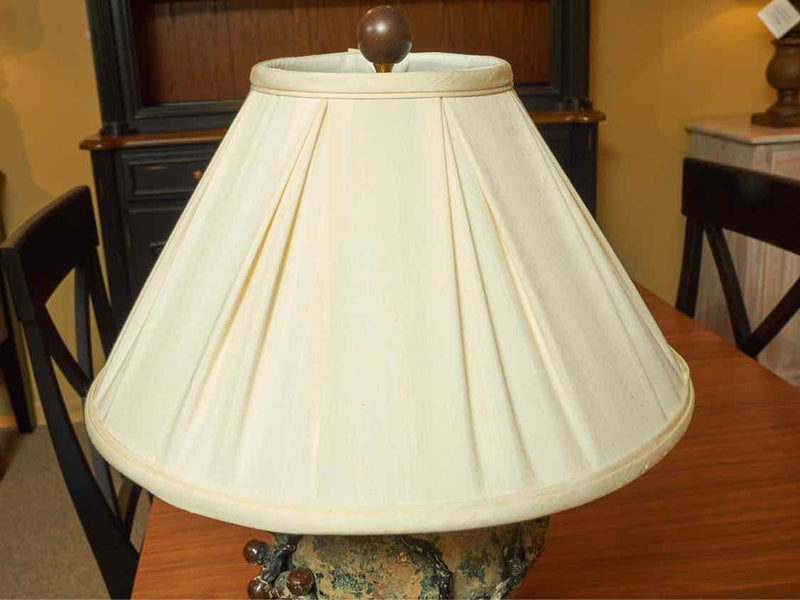 WildWood Inc.Tuscany Inspired Concrete Grape Accents Ivory Silk Shade Lamp