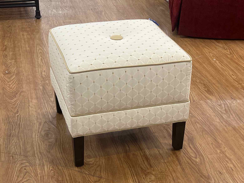 Ethan Allen Gold and Cream Ottoman