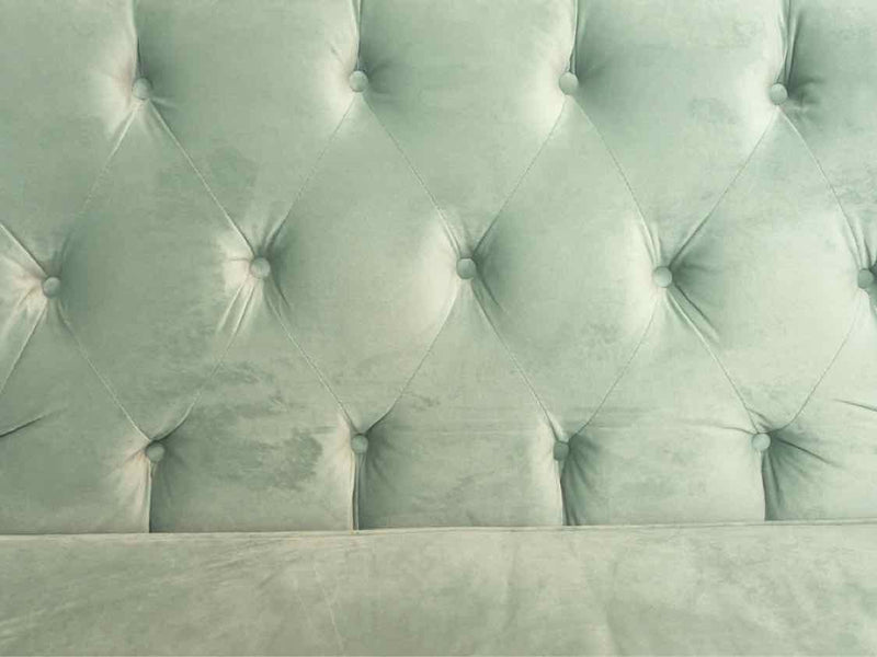 Mint Green Performance Velvet Tufted Back  Loveseat