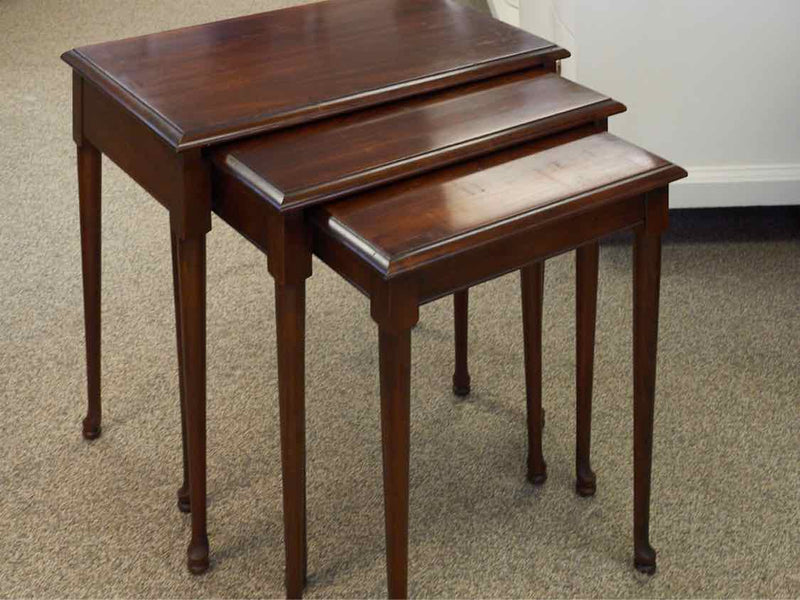 Set of 3 Cherry Nesting Side Tables with Spoon Feet