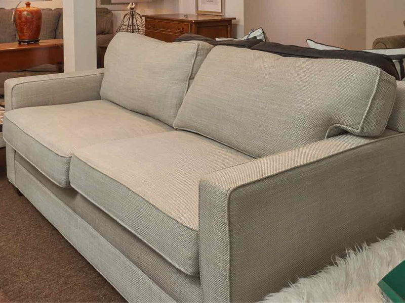 Kravet 2 Cushion Wool & Silk  Gray& Cream Weave Upholstered Sofa