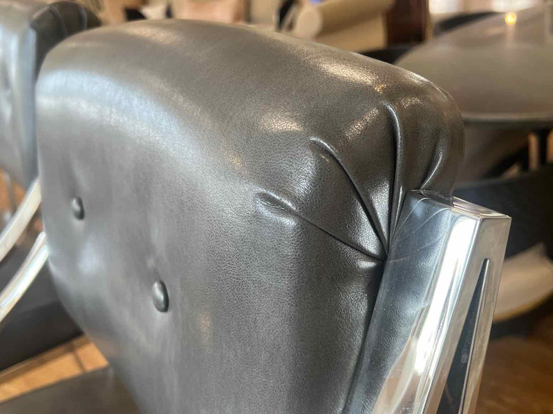 Pair of Sunpan Grey Leather Barstools