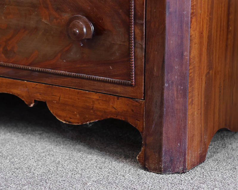 Antique Walnut Dresser with Glove Box, Mirror and White Marble Top