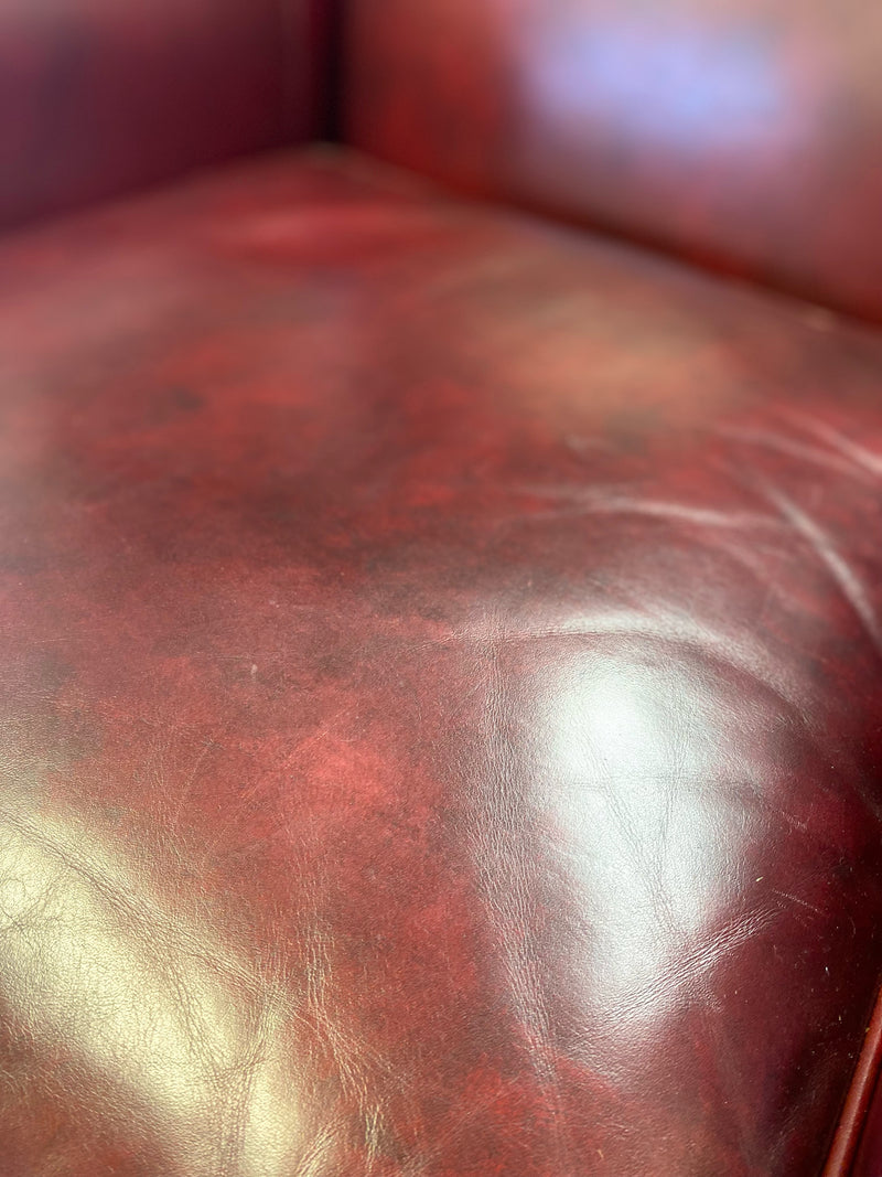 Hancock and Moore Oxblood Red Leather  Recliner with Brass Nailhead Trim