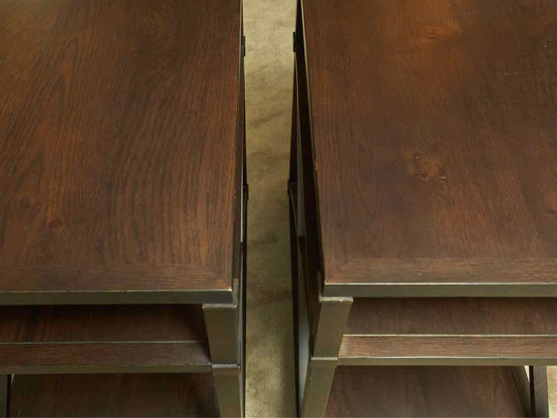 Pair Of Ethan Allen 'Highland' Rectangular Charcoal Rubbed Finish   Side Tables