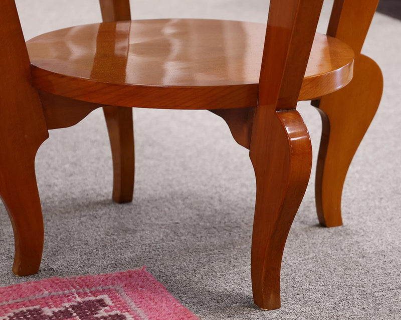 Biedermeier Round Cherry Side Table with Stylized Legs