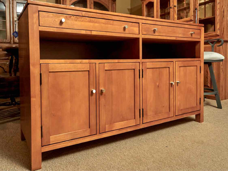 Kincaid  Cherry 2 Drawer 4 Door 2 Cubby Storage With Chrome Knobs Server