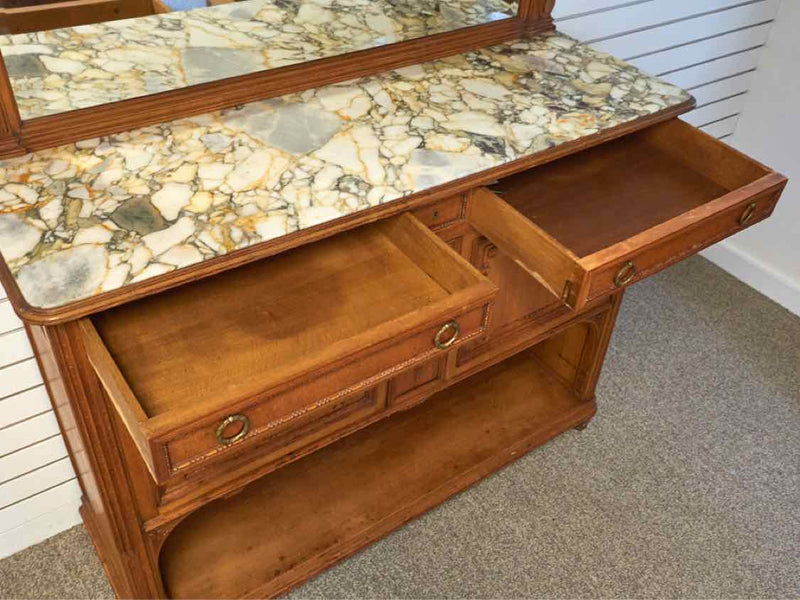 Antique Maple Sideboard W/ Marble Top