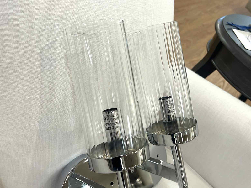 Pair of Chrome and Glass Sconces