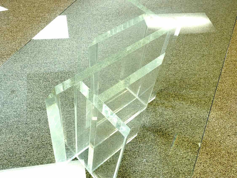 Rectangular Glass Dining Table wth Lucite Base