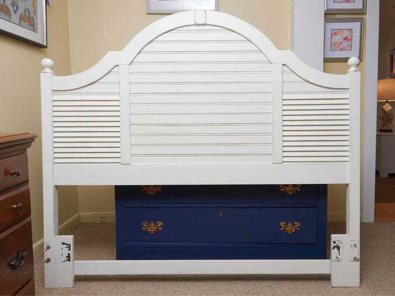 White Distressed Queen Shutter  Headboard