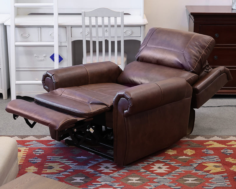 Power Lift Recliner in Topstitched Brown Faux Leather