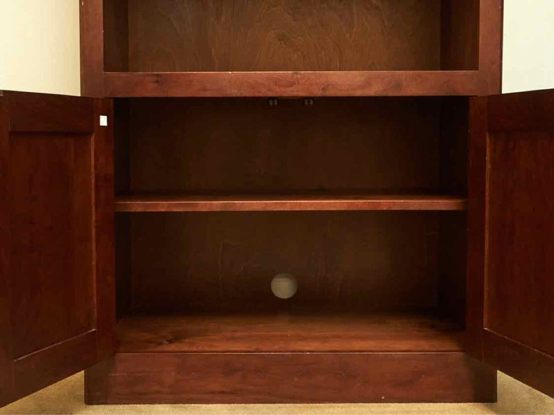 Maple Bookcase with Mahogany Stain and 4 Adjustable Shelves & 2 Doors