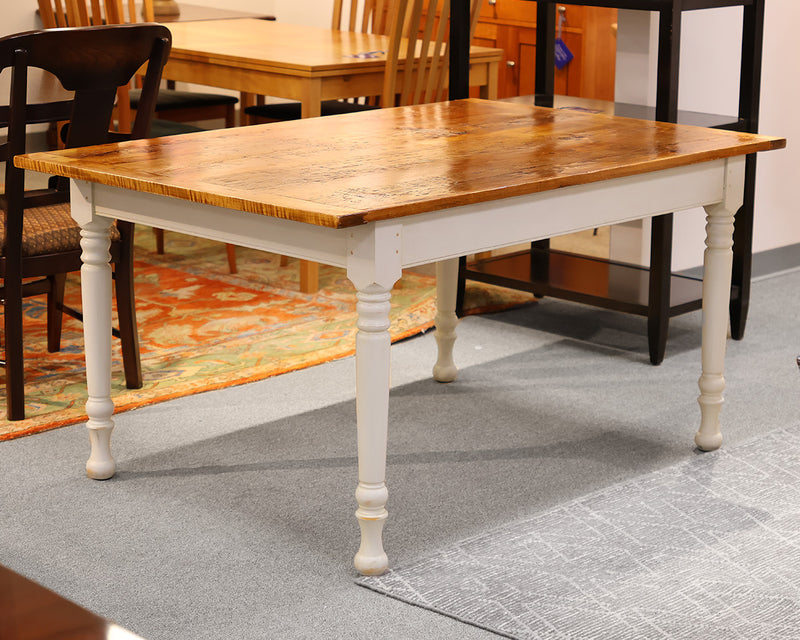 New England Joinery Handcrafted Farm Table in Reclaimed Wood on Turned Legs