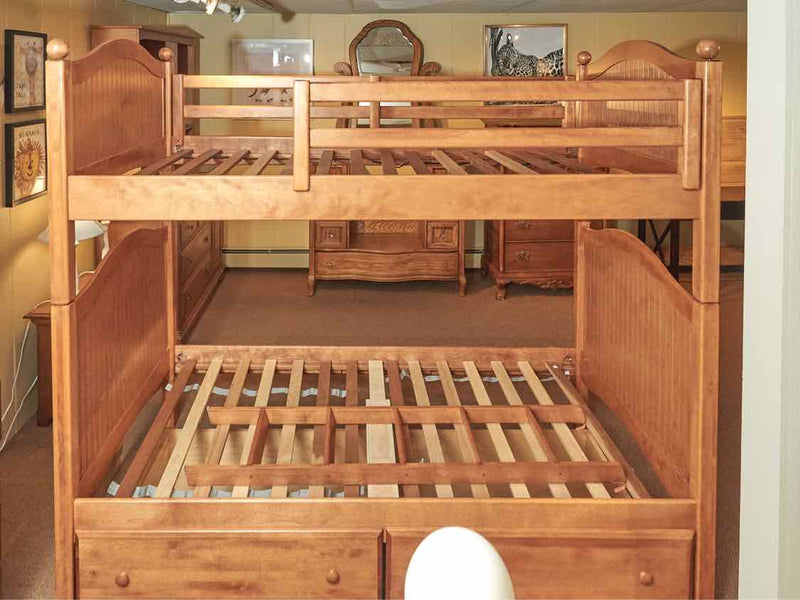 Oak Design Maple  Twin  Bunkbed With 2 Storage Drawers & Ladder