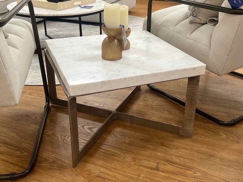 Marble & Silver Side Table